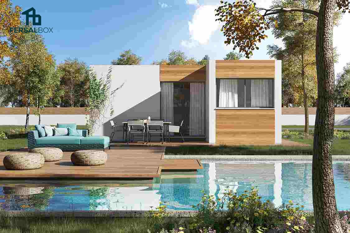 Casa a medida de tres contenedores con piscina